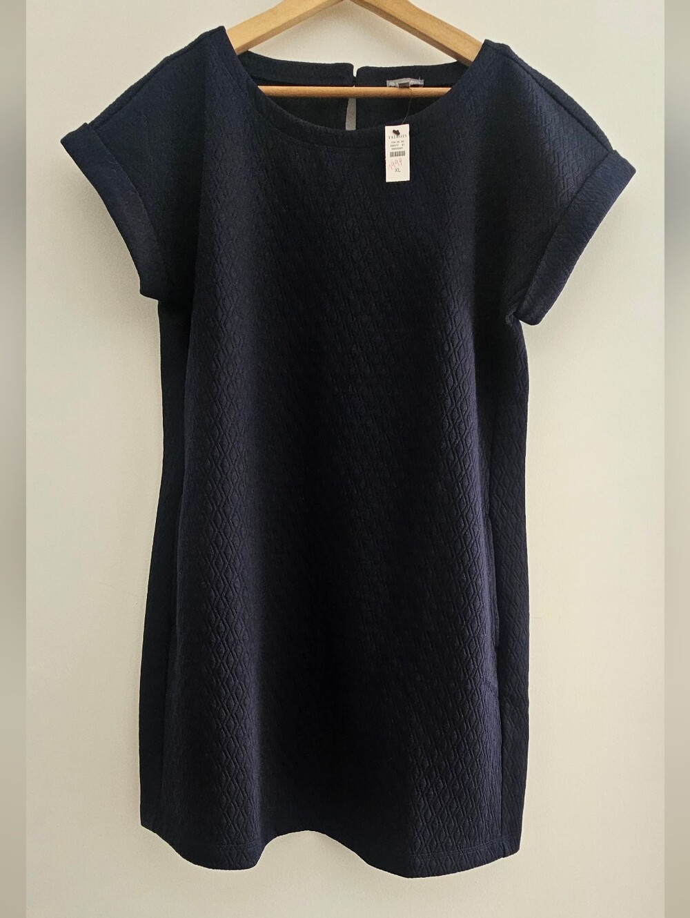 T By Talbots Navy Quilted Short Sleeve Dress Size XL NWT